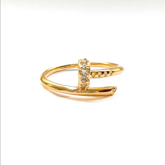 14K Yellow Gold Nail Ring - Picture 1 of 8
